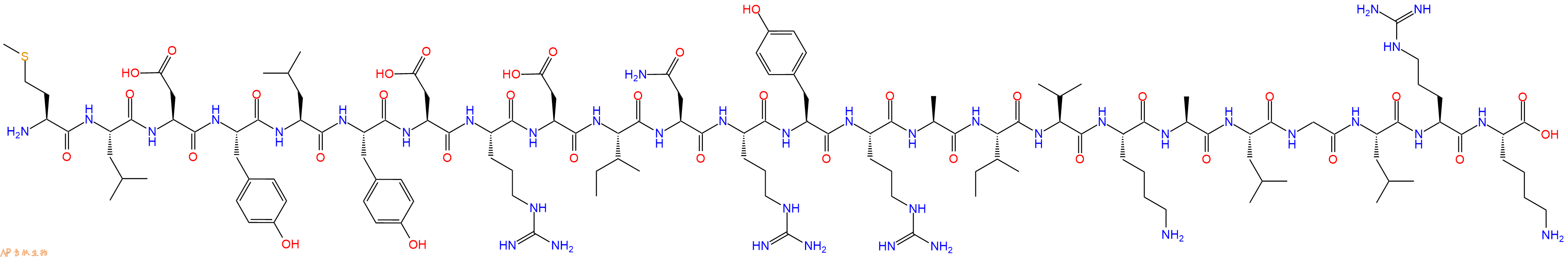 专肽生物产品H2N-Met-Leu-Asp-Tyr-Leu-Tyr-Asp-Arg-Asp-Ile-Asn-Arg-Tyr-Arg-Ala-Ile-Val-Lys-Ala-Leu-Gly-Leu-Arg-Lys-OH