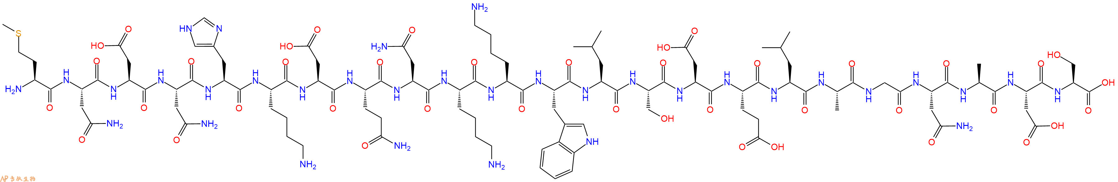 专肽生物产品H2N-Met-Asn-Asp-Asn-His-Lys-Asp-Gln-Asn-Lys-Lys-Trp-Leu-Ser-Asp-Glu-Leu-Ala-Gly-Asn-Ala-Asp-Ser-OH