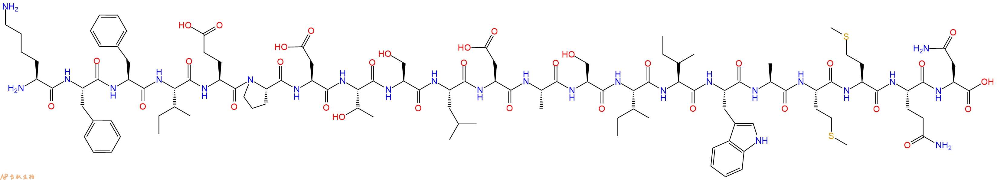 专肽生物产品H2N-Lys-Phe-Phe-Ile-Glu-Pro-Asp-Thr-Ser-Leu-Asp-Ala-Ser-Ile-Ile-Trp-Ala-Met-Met-Gln-Asn-OH