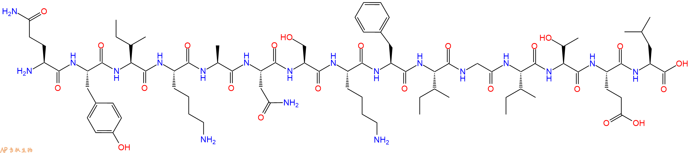 专肽生物产品H2N-Gln-Tyr-Ile-Lys-Ala-Asn-Ser-Lys-Phe-Ile-Gly-Ile-Thr-Glu-Leu-OH