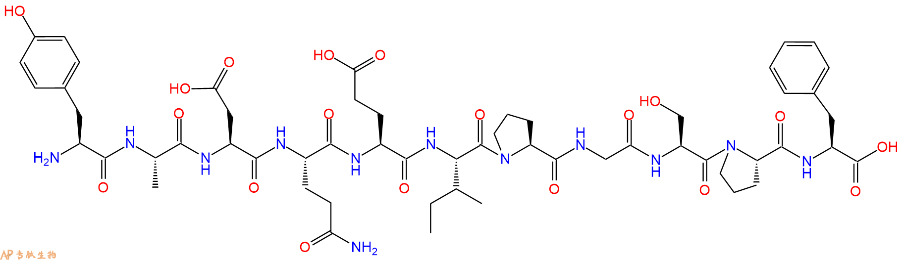 专肽生物产品H2N-Tyr-Ala-Asp-Gln-Glu-Ile-Pro-Gly-Ser-Pro-Phe-OH