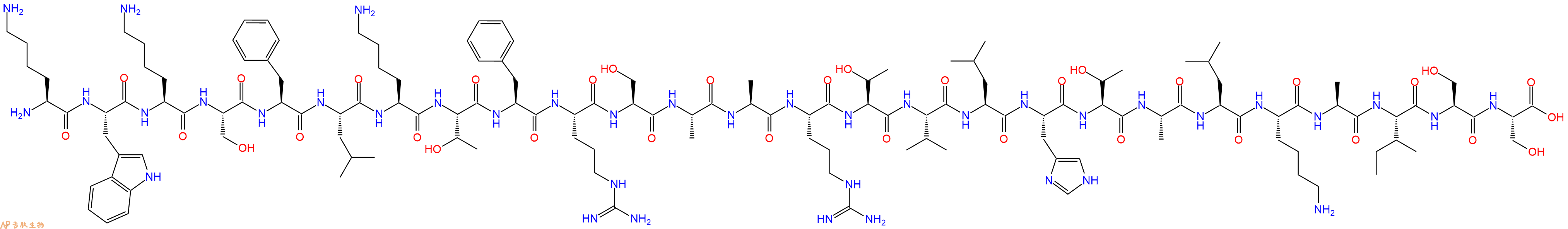 专肽生物产品H2N-Lys-Trp-Lys-Ser-Phe-Leu-Lys-Thr-Phe-Arg-Ser-Ala-Ala-Arg-Thr-Val-Leu-His-Thr-Ala-Leu-Lys-Ala-Ile-Ser-Ser-OH