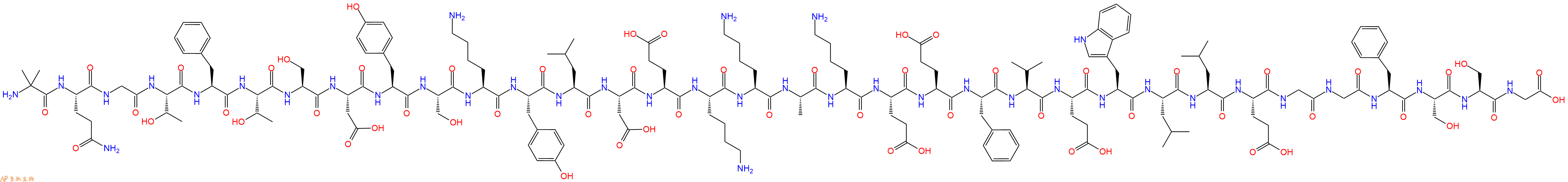 专肽生物产品H2N-Aib-Gln-Gly-Thr-Phe-Thr-Ser-Asp-Tyr-Ser-Lys-Tyr-Leu-Asp-Glu-Lys-Lys-Ala-Lys-Glu-Glu-Phe-Val-Glu-Trp-Leu-Leu-Glu-Gly-Gly-Phe-Ser-Ser-Gly-OH