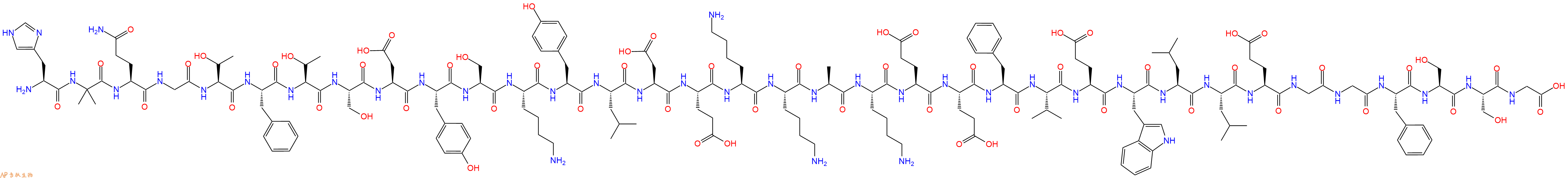 专肽生物产品H2N-His-Aib-Gln-Gly-Thr-Phe-Thr-Ser-Asp-Tyr-Ser-Lys-Tyr-Leu-Asp-Glu-Lys-Lys-Ala-Lys-Glu-Glu-Phe-Val-Glu-Trp-Leu-Leu-Glu-Gly-Gly-Phe-Ser-Ser-Gly-OH