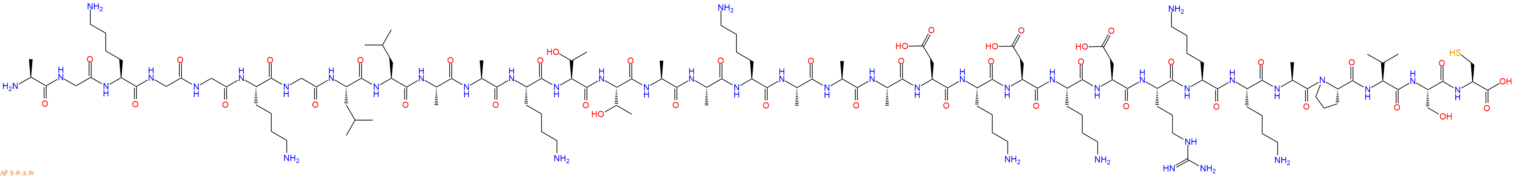 专肽生物产品H2N-Ala-Gly-Lys-Gly-Gly-Lys-Gly-Leu-Leu-Ala-Ala-Lys-Thr-Thr-Ala-Ala-Lys-Ala-Ala-Ala-Asp-Lys-Asp-Lys-Asp-Arg-Lys-Lys-Ala-Pro-Val-Ser-Cys-OH