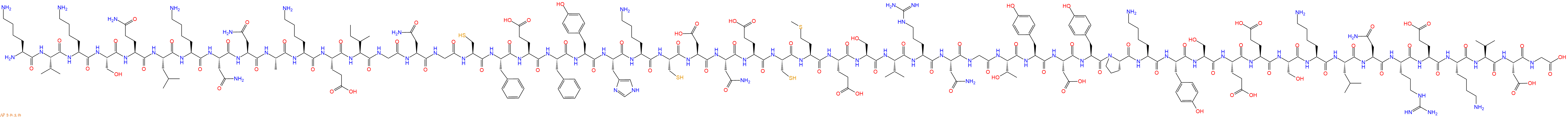专肽生物产品H2N-Lys-Val-Lys-Ser-Gln-Leu-Lys-Asn-Asn-Ala-Lys-Glu-Ile-Gly-Asn-Gly-Cys-Phe-Glu-Phe-Tyr-His-Lys-Cys-Asp-Asn-Glu-Cys-Met-Glu-Ser-Val-Arg-Asn-Gly-Thr-Tyr-Asp-Tyr-Pro-Lys-Tyr-Ser-Glu-Glu-Ser-Lys-Leu-Asn-Arg-Glu-Lys-Val-Asp-Gly-OH