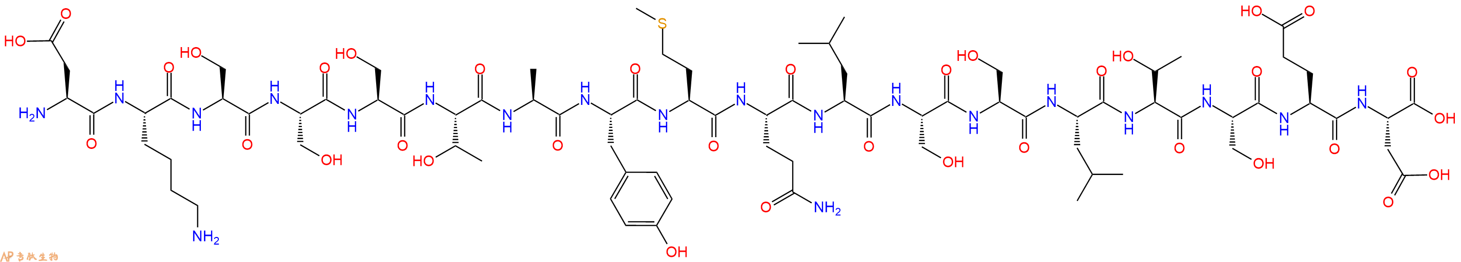 专肽生物产品H2N-Asp-Lys-Ser-Ser-Ser-Thr-Ala-Tyr-Met-Gln-Leu-Ser-Ser-Leu-Thr-Ser-Glu-Asp-OH