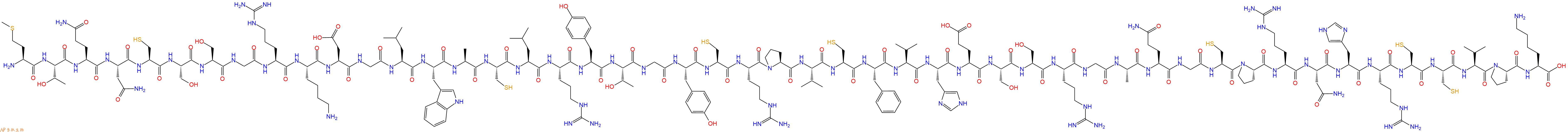 专肽生物产品H2N-Met-Thr-Gln-Asn-Cys-Ser-Ser-Gly-Arg-Lys-Asp-Gly-Leu-Trp-Ala-Cys-Leu-Arg-Tyr-Thr-Gly-Tyr-Cys-Arg-Pro-Val-Cys-Phe-Val-His-Glu-Ser-Ser-Arg-Gly-Ala-Gln-Gly-Cys-Pro-Arg-Asn-His-Arg-Cys-Cys-Val-Pro-Lys-OH