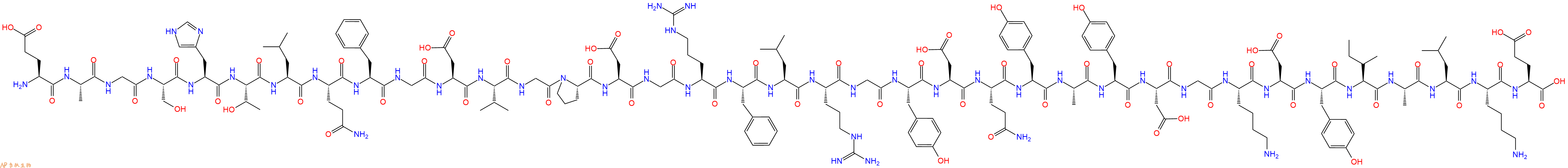 专肽生物产品H2N-Glu-Ala-Gly-Ser-His-Thr-Leu-Gln-Phe-Gly-Asp-Val-Gly-Pro-Asp-Gly-Arg-Phe-Leu-Arg-Gly-Tyr-Asp-Gln-Tyr-Ala-Tyr-Asp-Gly-Lys-Asp-Tyr-Ile-Ala-Leu-Lys-Glu-OH