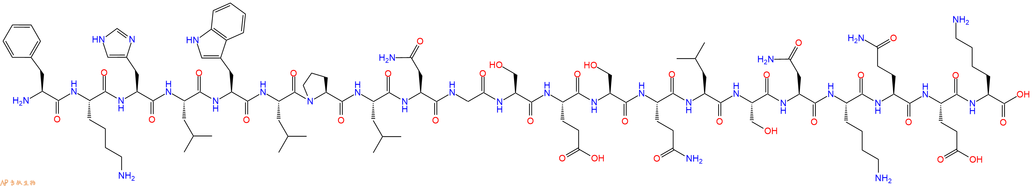 专肽生物产品H2N-Phe-Lys-His-Leu-Trp-Leu-Pro-Leu-Asn-Gly-Ser-Glu-Ser-Gln-Leu-Ser-Asn-Lys-Gln-Glu-Lys-OH