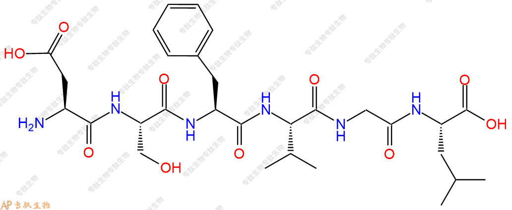 专肽生物产品H2N-Asp-Ser-Phe-Val-Gly-Leu-OH