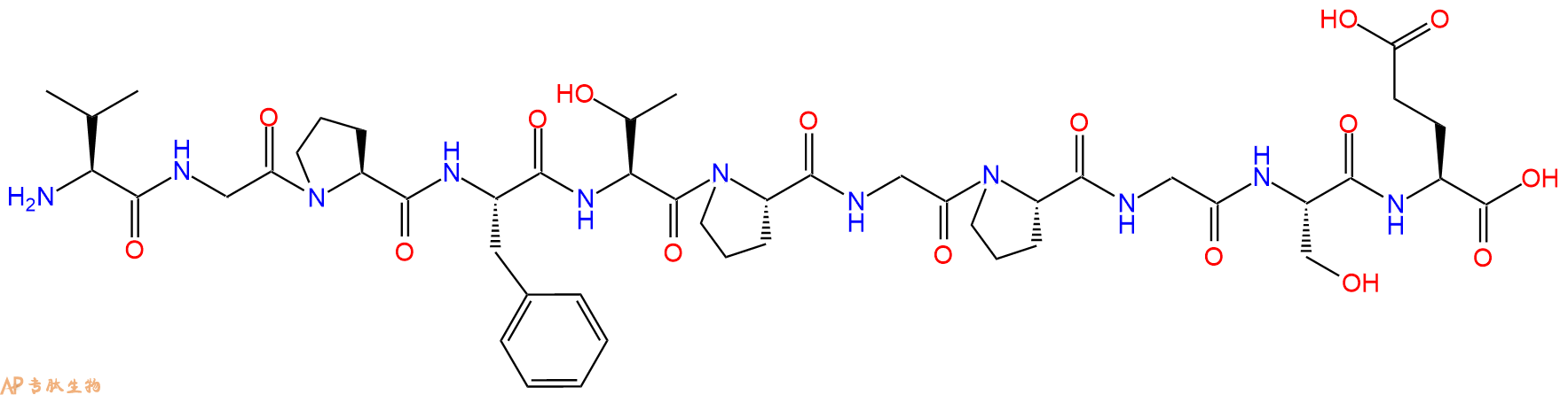 专肽生物产品H2N-Val-Gly-Pro-Phe-Thr-Pro-Gly-Pro-Gly-Ser-Glu-OH