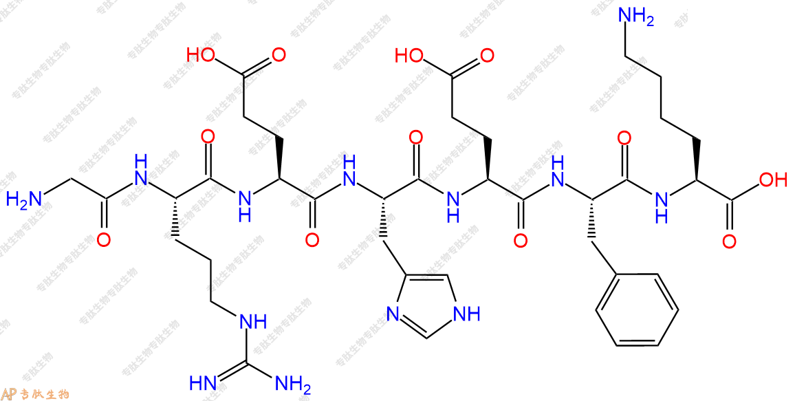 专肽生物产品H2N-Gly-Arg-Glu-His-Glu-Phe-Lys-OH