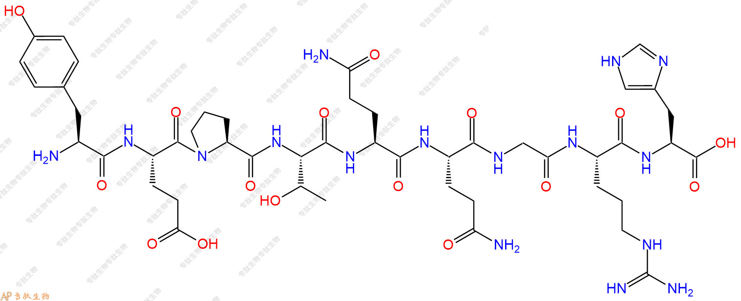 专肽生物产品H2N-Tyr-Glu-Pro-Thr-Gln-Gln-Gly-Arg-His-OH