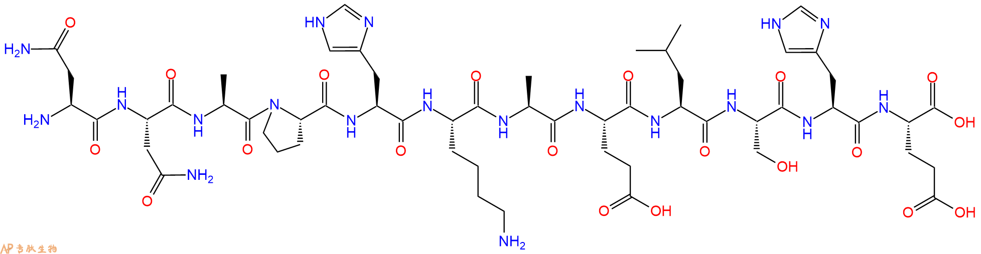 专肽生物产品H2N-Asn-Asn-Ala-Pro-His-Lys-Ala-Glu-Leu-Ser-His-Glu-OH