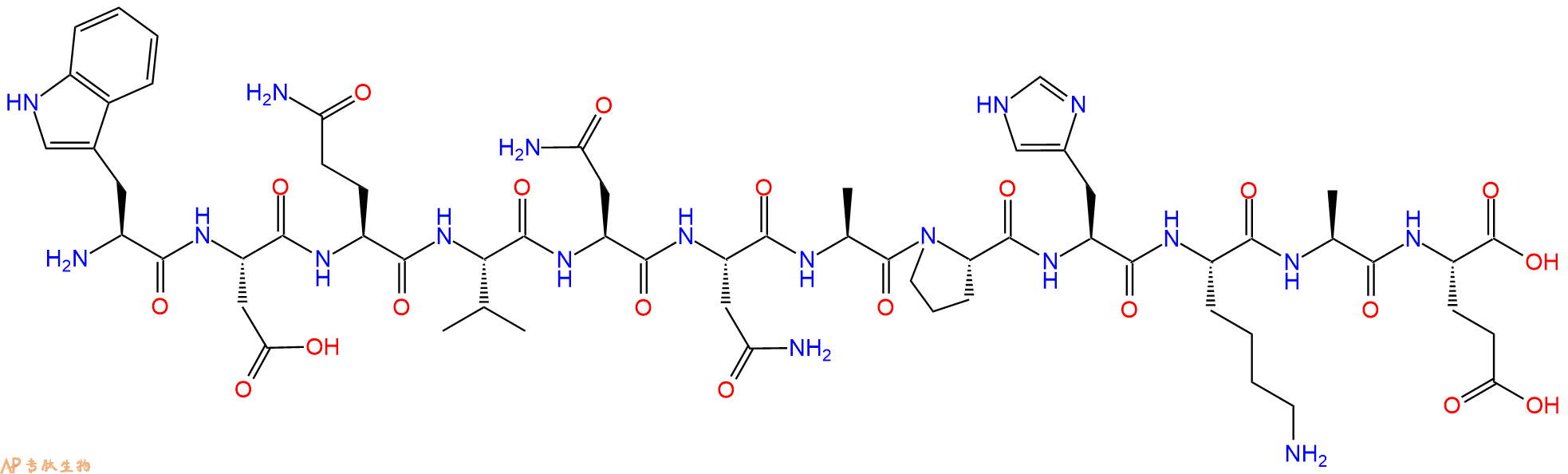 专肽生物产品H2N-Trp-Asp-Gln-Val-Asn-Asn-Ala-Pro-His-Lys-Ala-Glu-OH
