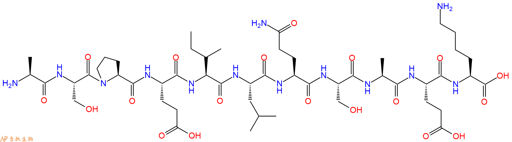 专肽生物产品H2N-Ala-Ser-Pro-Glu-Ile-Leu-Gln-Ser-Ala-Glu-Lys-OH