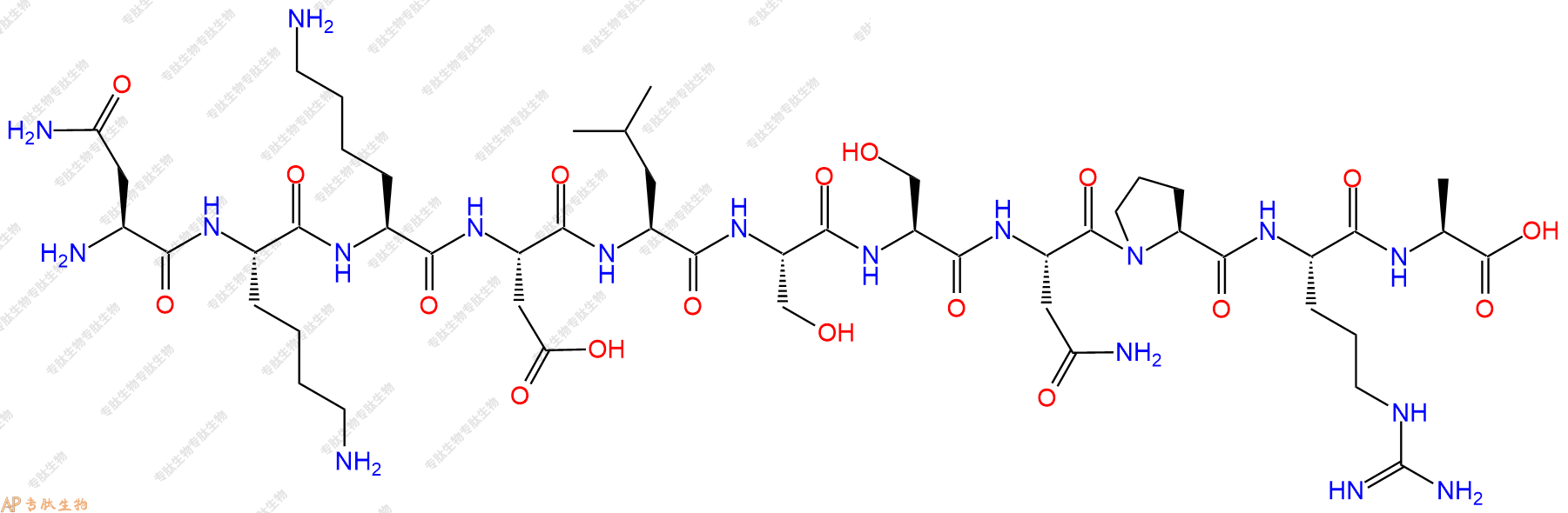 专肽生物产品H2N-Asn-Lys-Lys-Asp-Leu-Ser-Ser-Asn-Pro-Arg-Ala-OH