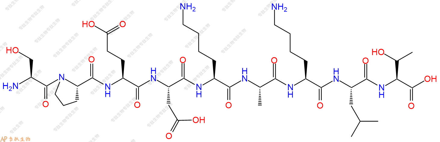 专肽生物产品H2N-Ser-Pro-Glu-Asp-Lys-Ala-Lys-Leu-Thr-OH