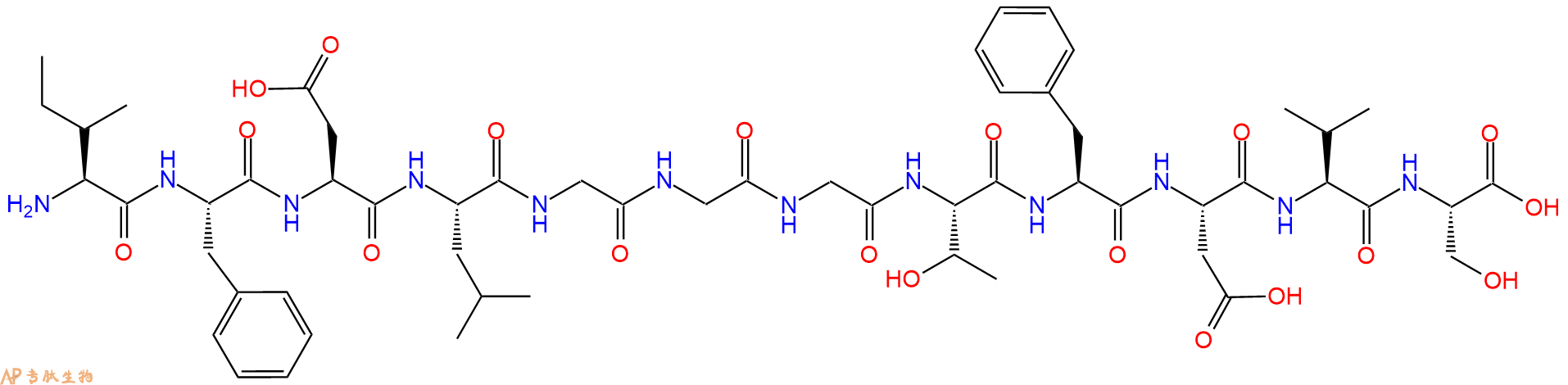 专肽生物产品H2N-Ile-Phe-Asp-Leu-Gly-Gly-Gly-Thr-Phe-Asp-Val-Ser-OH