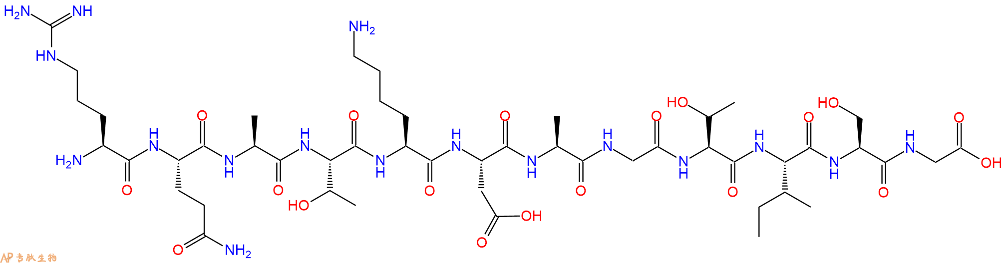专肽生物产品H2N-Arg-Gln-Ala-Thr-Lys-Asp-Ala-Gly-Thr-Ile-Ser-Gly-OH