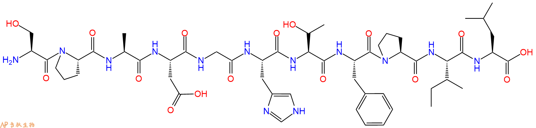 专肽生物产品H2N-Ser-Pro-Ala-Asp-Gly-His-Thr-Phe-Pro-Ile-Leu-OH
