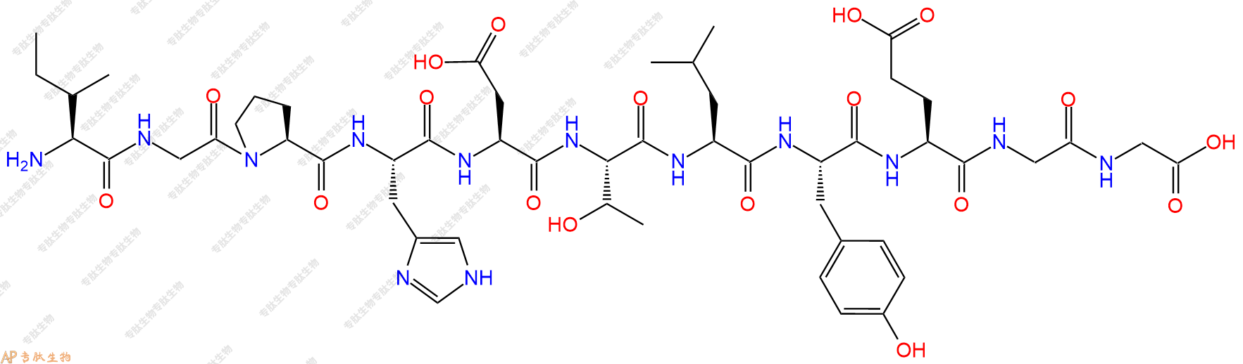专肽生物产品H2N-Ile-Gly-Pro-His-Asp-Thr-Leu-Tyr-Glu-Gly-Gly-OH