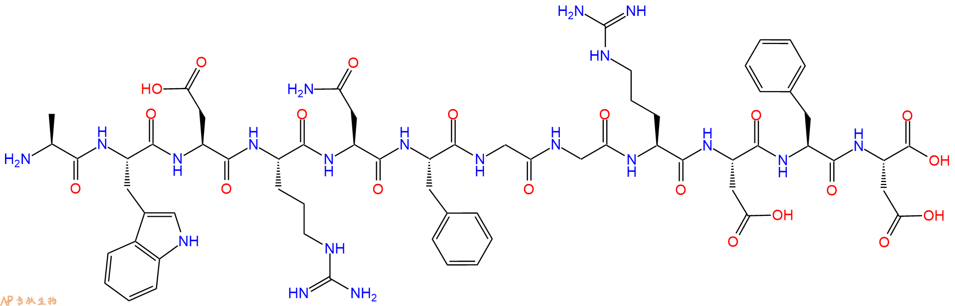 专肽生物产品H2N-Ala-Trp-Asp-Arg-Asn-Phe-Gly-Gly-Arg-Asp-Phe-Asp-OH