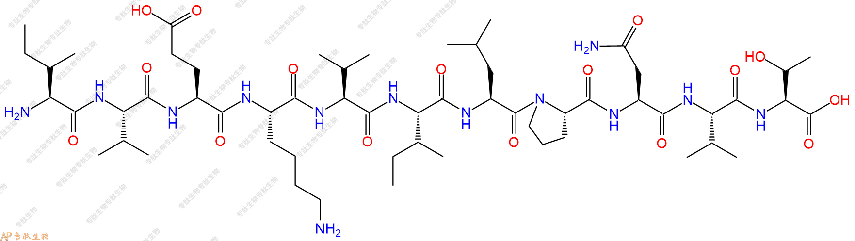 专肽生物产品H2N-Ile-Val-Glu-Lys-Val-Ile-Leu-Pro-Asn-Val-Thr-OH