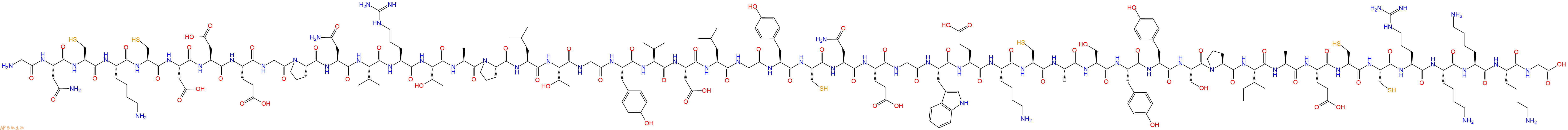 专肽生物产品H2N-Gly-Asn-Cys-Lys-Cys-Asp-Asp-Glu-Gly-Pro-Asn-Val-Arg-Thr-Ala-Pro-Leu-Thr-Gly-Tyr-Val-Asp-Leu-Gly-Tyr-Cys-Asn-Glu-Gly-Trp-Glu-Lys-Cys-Ala-Ser-Tyr-Tyr-Ser-Pro-Ile-Ala-Glu-Cys-Cys-Arg-Lys-Lys-Lys-Gly-OH
