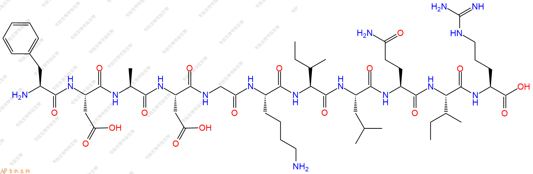 专肽生物产品H2N-Phe-Asp-Ala-Asp-Gly-Lys-Ile-Leu-Gln-Ile-Arg-OH