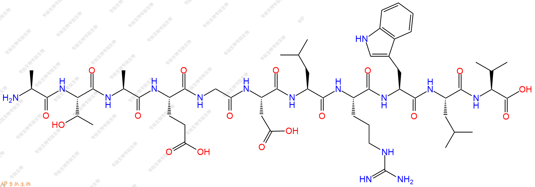 专肽生物产品H2N-Ala-Thr-Ala-Glu-Gly-Asp-Leu-Arg-Trp-Leu-Val-OH