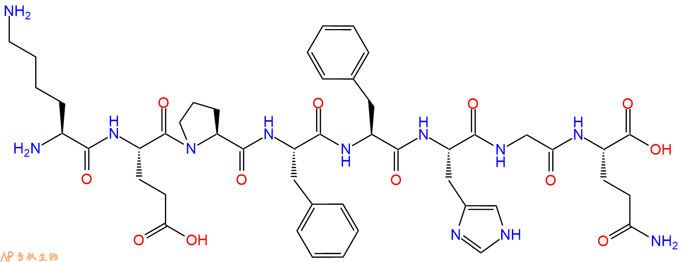 专肽生物产品H2N-Lys-Glu-Pro-Phe-Phe-His-Gly-Gln-OH