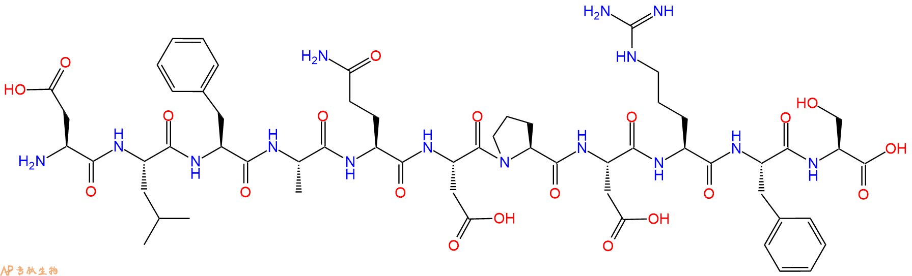专肽生物产品H2N-Asp-Leu-Phe-Ala-Gln-Asp-Pro-Asp-Arg-Phe-Ser-OH