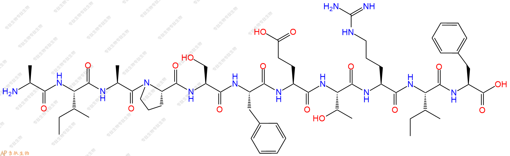 专肽生物产品H2N-Ala-Ile-Ala-Pro-Ser-Phe-Glu-Thr-Arg-Ile-Phe-OH