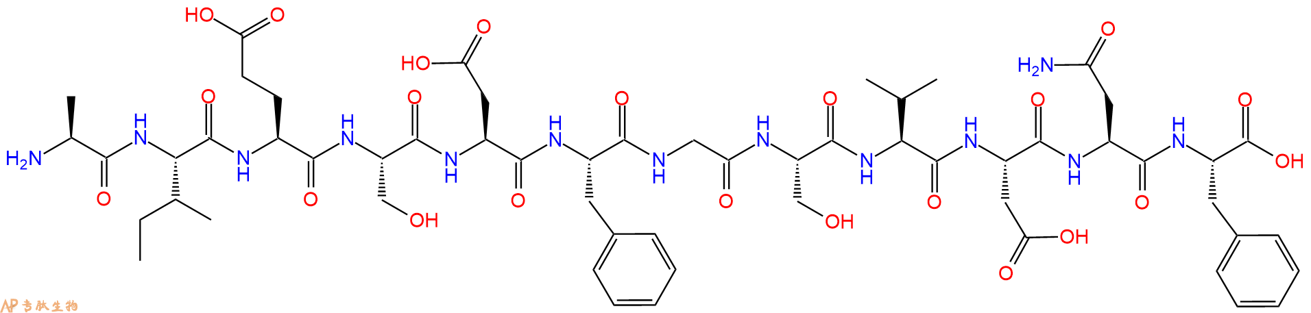 专肽生物产品H2N-Ala-Ile-Glu-Ser-Asp-Phe-Gly-Ser-Val-Asp-Asn-Phe-OH