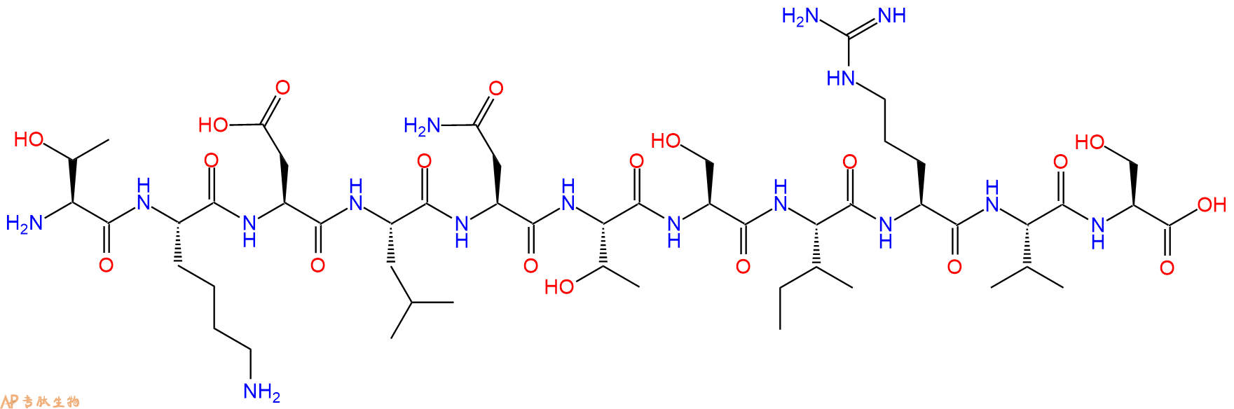 专肽生物产品H2N-Thr-Lys-Asp-Leu-Asn-Thr-Ser-Ile-Arg-Val-Ser-OH