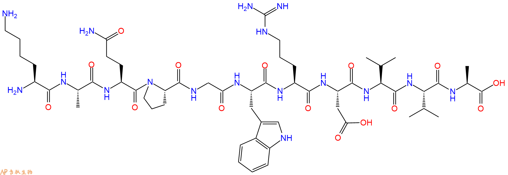 专肽生物产品H2N-Lys-Ala-Gln-Pro-Gly-Trp-Arg-Asp-Val-Val-Ala-OH
