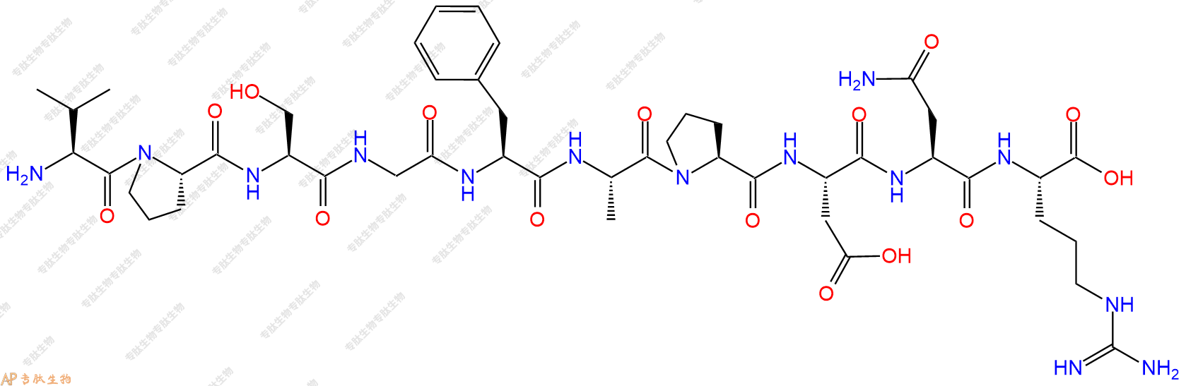 专肽生物产品H2N-Val-Pro-Ser-Gly-Phe-Ala-Pro-Asp-Asn-Arg-OH