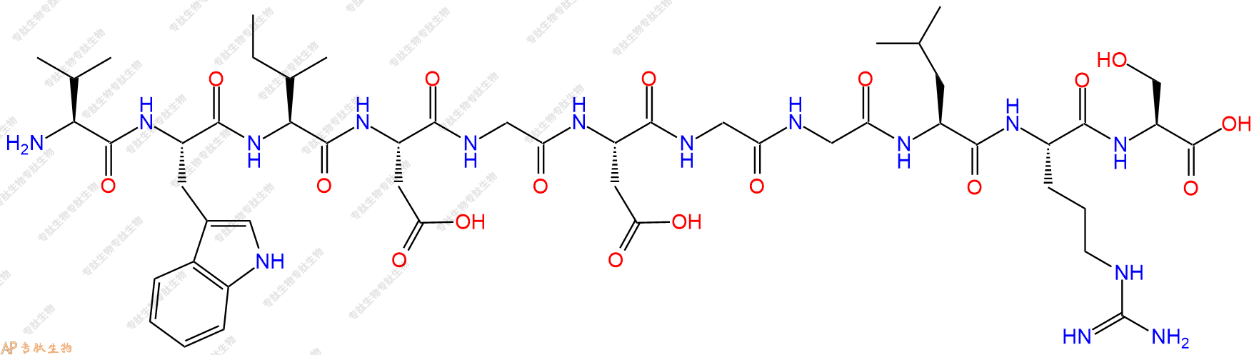 专肽生物产品H2N-Val-Trp-Ile-Asp-Gly-Asp-Gly-Gly-Leu-Arg-Ser-OH