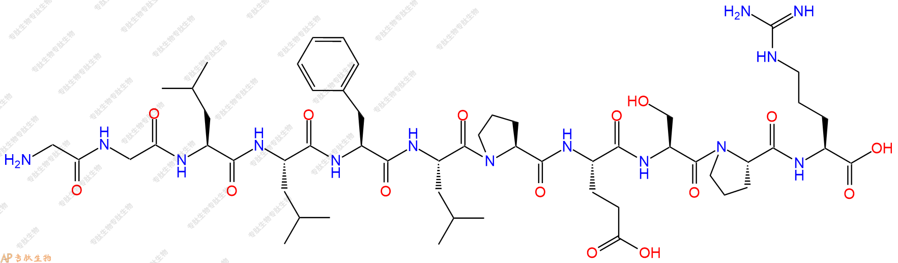 专肽生物产品H2N-Gly-Gly-Leu-Leu-Phe-Leu-Pro-Glu-Ser-Pro-Arg-OH