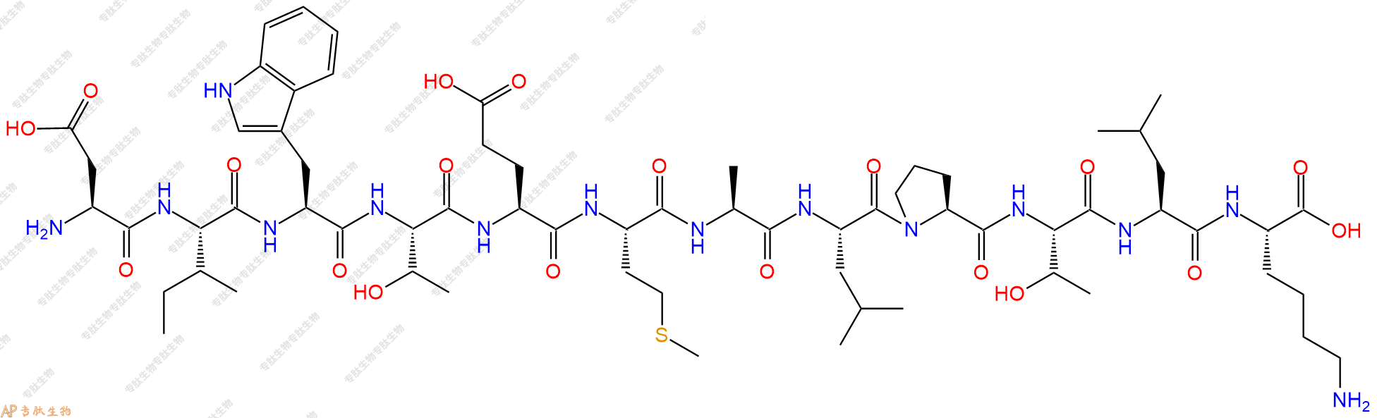 专肽生物产品H2N-Asp-Ile-Trp-Thr-Glu-Met-Ala-Leu-Pro-Thr-Leu-Lys-OH