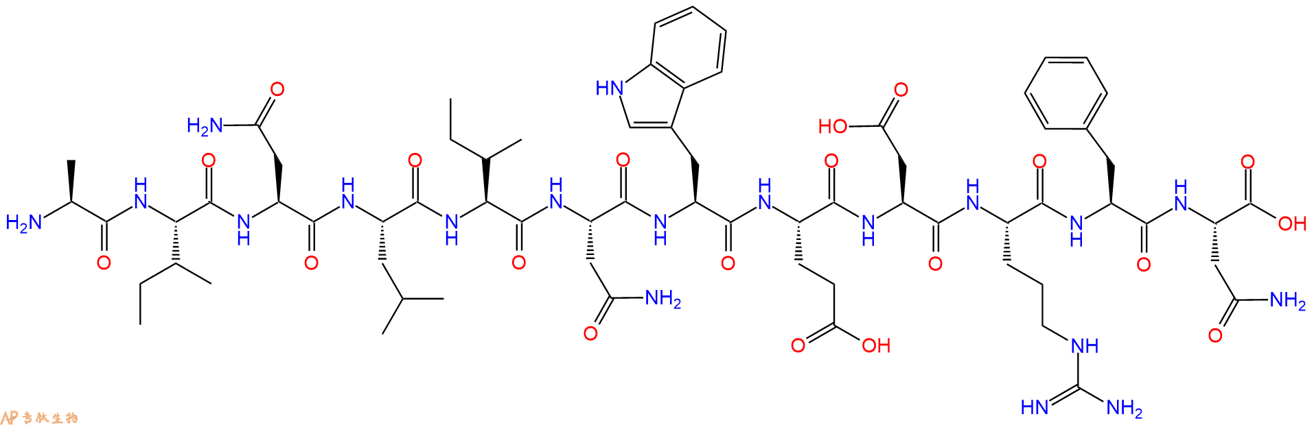 专肽生物产品H2N-Ala-Ile-Asn-Leu-Ile-Asn-Trp-Glu-Asp-Arg-Phe-Asn-OH