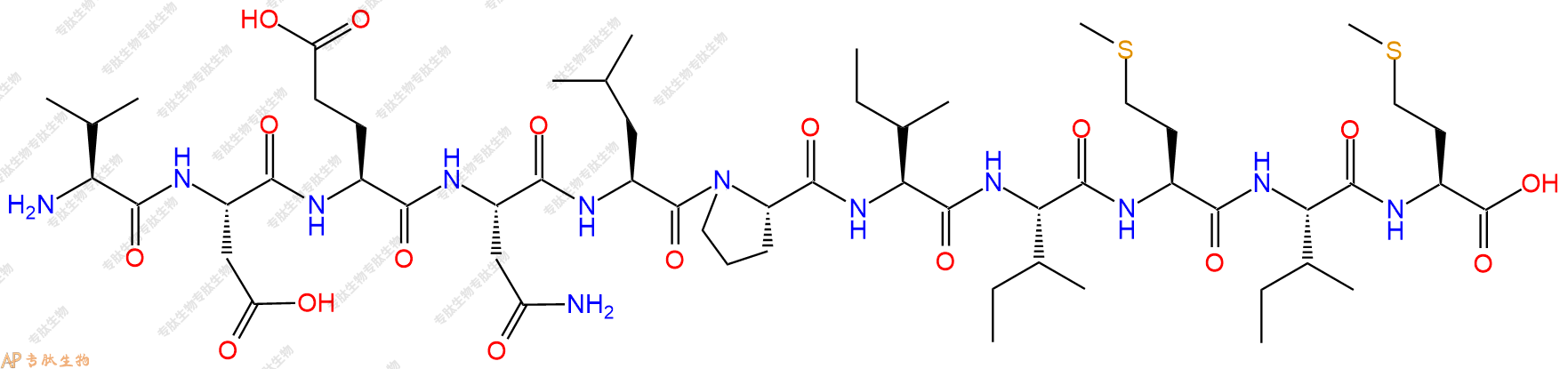 专肽生物产品H2N-Val-Asp-Glu-Asn-Leu-Pro-Ile-Ile-Met-Ile-Met-OH