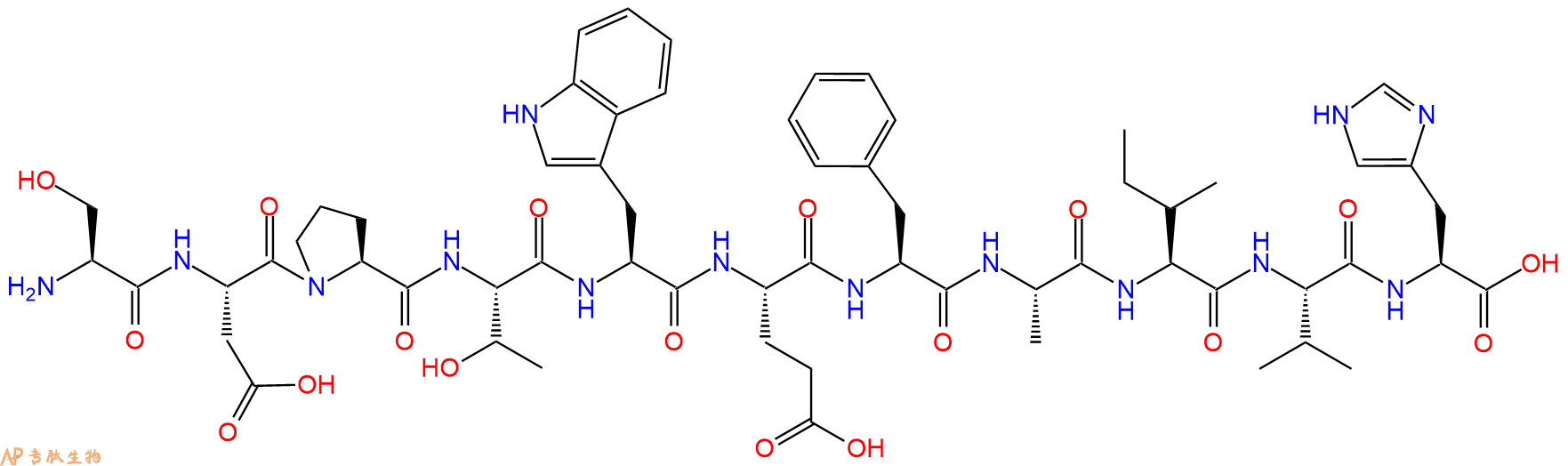 专肽生物产品H2N-Ser-Asp-Pro-Thr-Trp-Glu-Phe-Ala-Ile-Val-His-OH