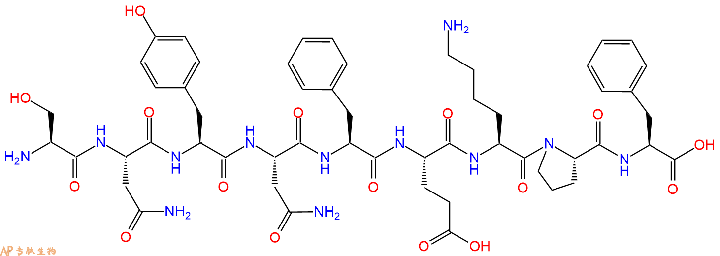 专肽生物产品H2N-Ser-Asn-Tyr-Asn-Phe-Glu-Lys-Pro-Phe-OH
