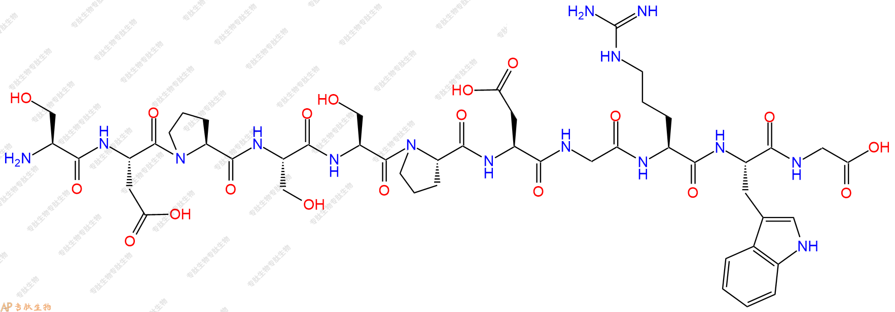 专肽生物产品H2N-Ser-Asp-Pro-Ser-Ser-Pro-Asp-Gly-Arg-Trp-Gly-OH