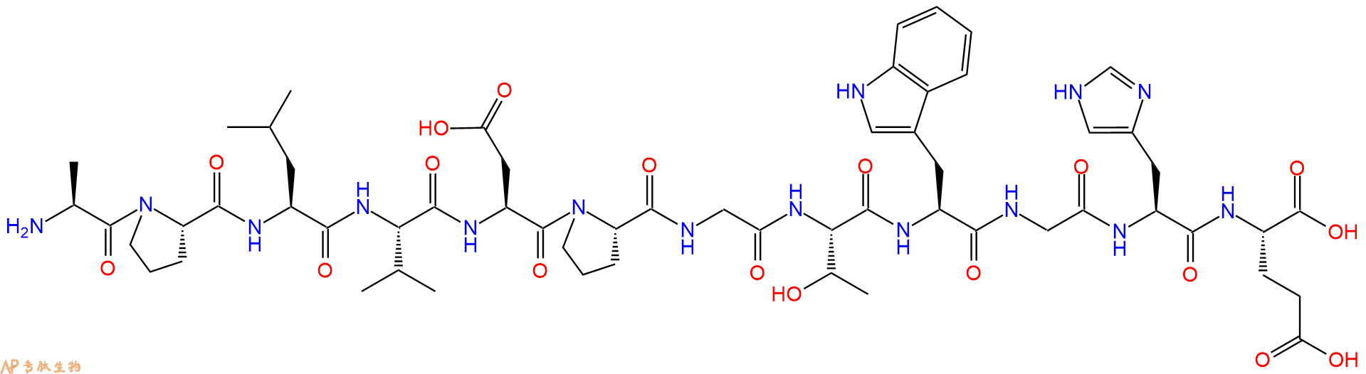 专肽生物产品H2N-Ala-Pro-Leu-Val-Asp-Pro-Gly-Thr-Trp-Gly-His-Glu-OH