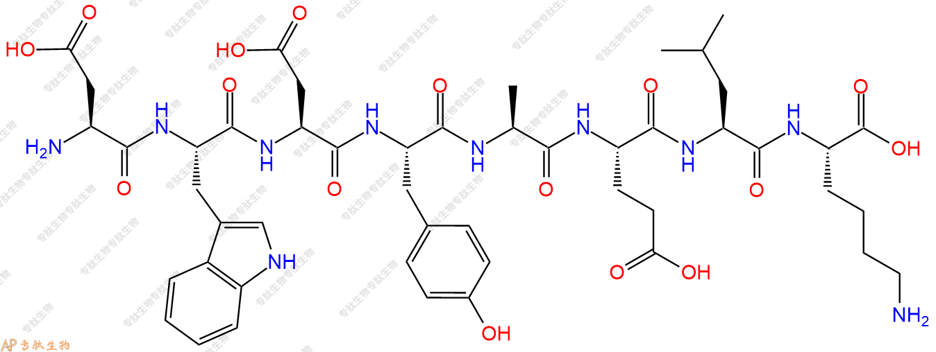 专肽生物产品H2N-Asp-Trp-Asp-Tyr-Ala-Glu-Leu-Lys-OH