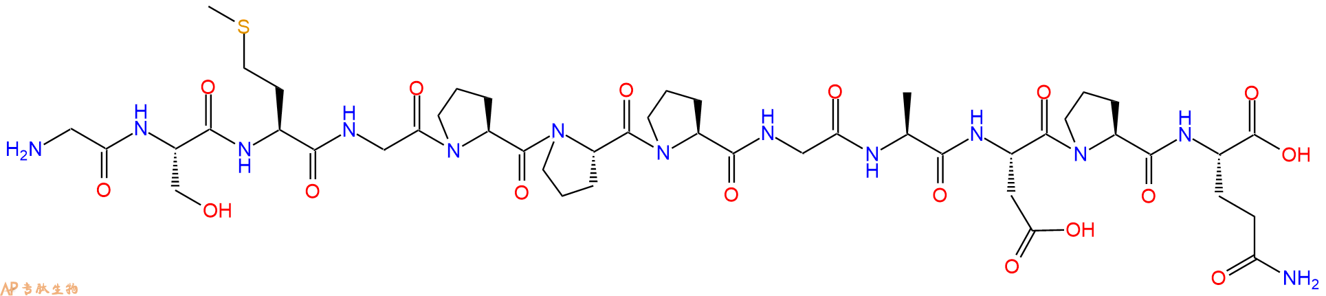 专肽生物产品H2N-Gly-Ser-Met-Gly-Pro-Pro-Pro-Gly-Ala-Asp-Pro-Gln-OH